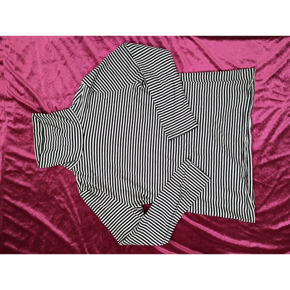 TALBOTS Knit Shirt Long-sleeve Striped Turtleneck Sz L Black - Picture 3 of 7